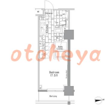 楽器可の賃貸物件 1 K 12万円の図面１