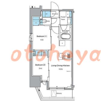 楽器可の賃貸物件 2 LDK 20.5万円の図面１
