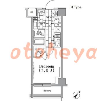 楽器可の賃貸物件 1 K 11.1万円の図面１