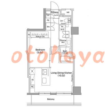 楽器可の賃貸物件 1 LDK 18.4万円の図面１