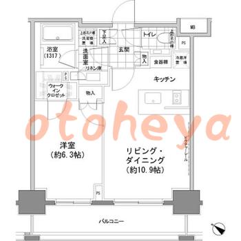 楽器可の賃貸物件 1 LDK 20万円の図面１
