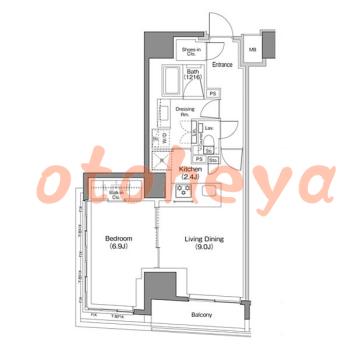 防音室のある楽器可 賃貸物件 1 LDK 25.3万円の図面１