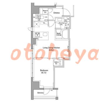 楽器可の賃貸物件 1 LDK 20.5万円の図面１