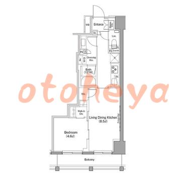 楽器可の賃貸物件 1 LDK 20.5万円の図面１