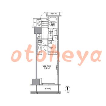 楽器可の賃貸物件 1 R 13.8万円の図面１