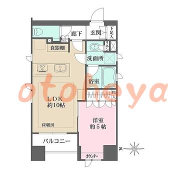 グランドピアノ可の賃貸物件 1 LDK 18万円の図面１