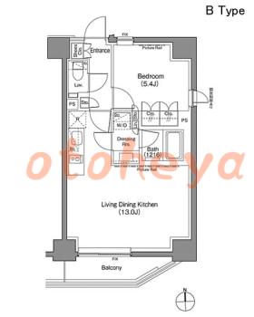 グランドピアノ可の賃貸物件 1 LDK 19.3万円の図面１
