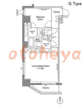グランドピアノ可の賃貸物件 1 LDK 18.9万円の図面１