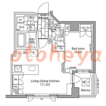 グランドピアノ可の賃貸物件 1 LDK 19.5万円の図面１