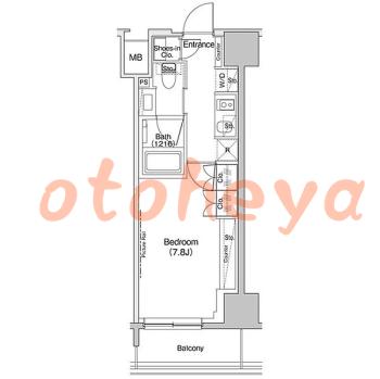 楽器可の賃貸物件 1 K 11.4万円の図面１
