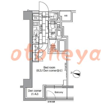 グランドピアノ可の賃貸物件 1 K 11.5万円の図面１