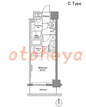グランドピアノ可の賃貸物件 1 R 12.3万円の図面１