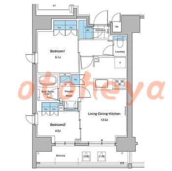 グランドピアノ可の賃貸物件 2 LDK 26.5万円の図面１