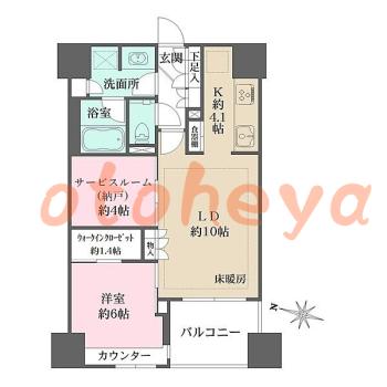 グランドピアノ可の賃貸物件 1 SLDK 32.8万円の図面１