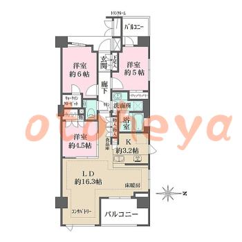 防音室のある楽器可 賃貸物件 3 LDK 29万円の図面１