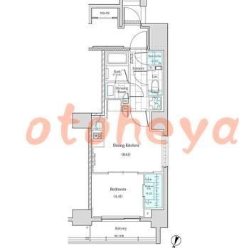 楽器可の賃貸物件 1 DK 16.5万円の図面１