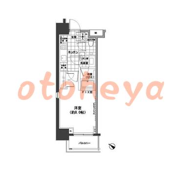 楽器可の賃貸物件 1 K 13.7万円の図面１
