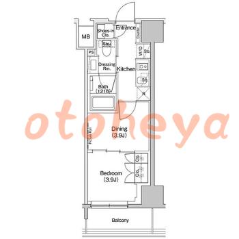 防音室のある楽器可 賃貸物件 1 DK 12万円の図面１