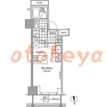 楽器可の賃貸物件 1 R 13.3万円の図面１