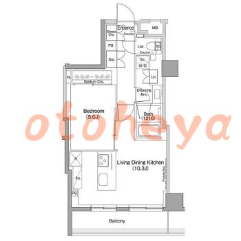 防音室のある楽器可 賃貸物件 1 LDK 17.4万円の図面１