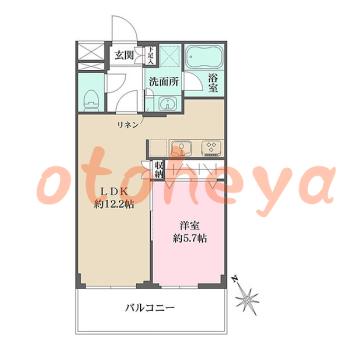 防音室のある楽器可 賃貸物件 1 LDK 20.7万円の図面１