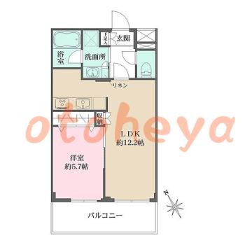 楽器可の賃貸物件 1 LDK 21.1万円の図面１