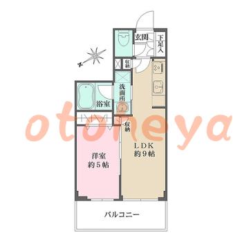 防音室のある楽器可 賃貸物件 1 LDK 16.7万円の図面１