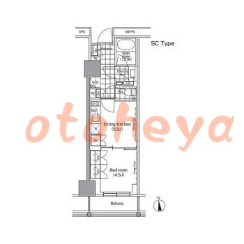 防音室のある楽器可 賃貸物件 1 DK 14万円の図面１