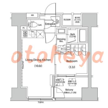 防音室のある楽器可 賃貸物件 1 LDK 18.6万円の図面１