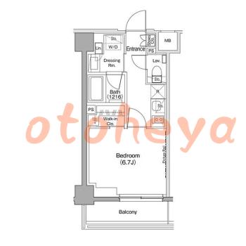楽器可の賃貸物件 1 K 11.8万円の図面１