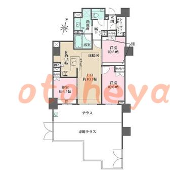 楽器可の賃貸物件 3 LDK 30万円の図面１