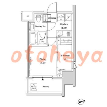 グランドピアノ可の賃貸物件 1 DK 11.9万円の図面１