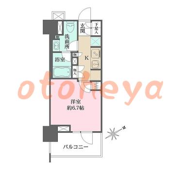 楽器可の賃貸物件 1 K 13.3万円の図面１