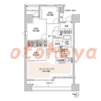 楽器可の賃貸物件 3 LDK 58万円の図面１