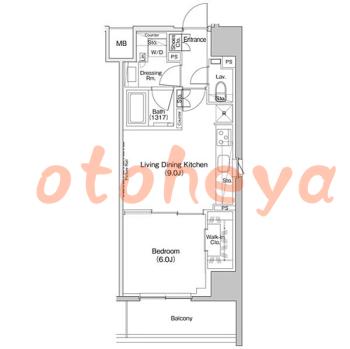 楽器可の賃貸物件 1 LDK 19.5万円の図面１