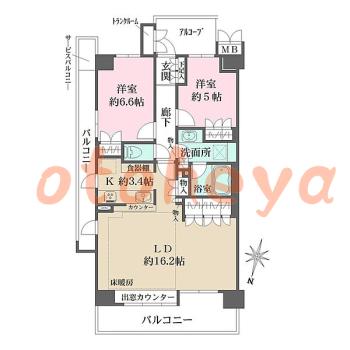 楽器可の賃貸物件 2 LDK 25万円の図面１