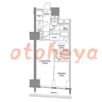 グランドピアノ可の賃貸物件 1 LDK 22.9万円の図面１