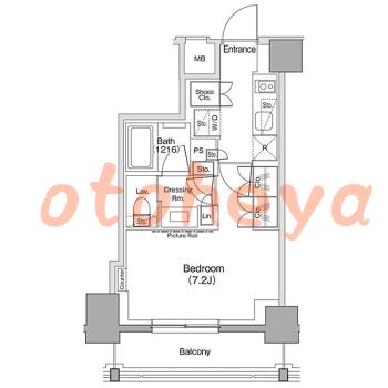 防音室のある楽器可 賃貸物件 1 K 12.7万円の図面１