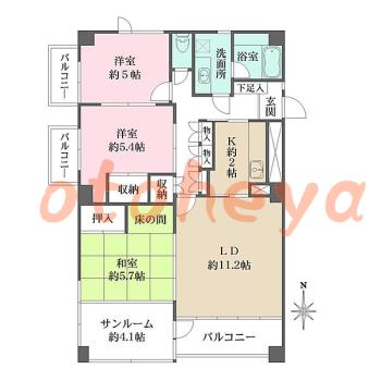 グランドピアノ可の賃貸物件 3 LDK 17.4万円の図面１
