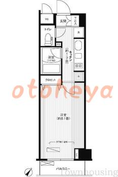 防音室のある楽器可 賃貸物件 1 K 10.7万円の図面１