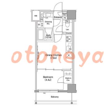 楽器可の賃貸物件 1 DK 17万円の図面１