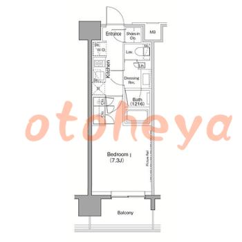 楽器可の賃貸物件 1 K 13.7万円の図面１