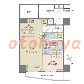 防音室のある楽器可 賃貸物件 1 LDK 27.9万円の図面１
