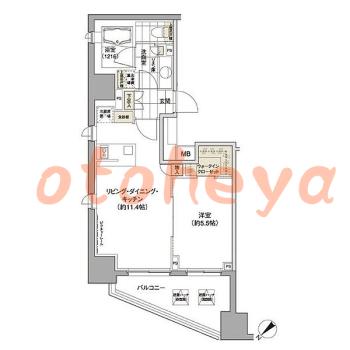 楽器可の賃貸物件 1 LDK 24.6万円の図面１
