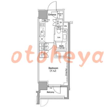 楽器可の賃貸物件 1 K 13.5万円の図面１