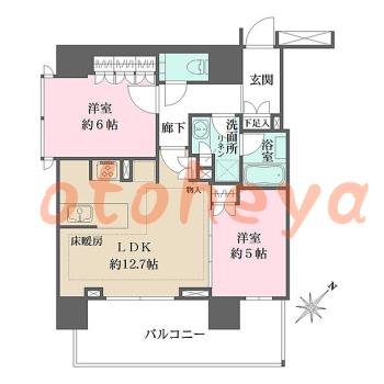 グランドピアノ可の賃貸物件 2 LDK 28万円の図面１