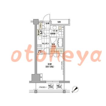 防音室のある楽器可 賃貸物件 1 K 13.9万円の図面１
