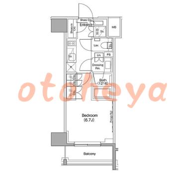 グランドピアノ可の賃貸物件 1 K 14.5万円の図面１
