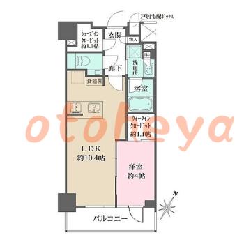 楽器可の賃貸物件 1 LDK 20万円の図面１