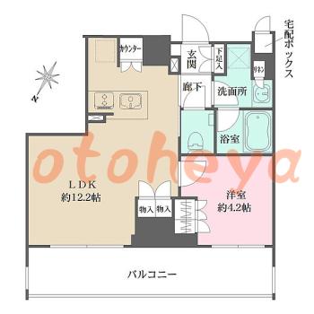 楽器可の賃貸物件 1 LDK 19.5万円の図面１
